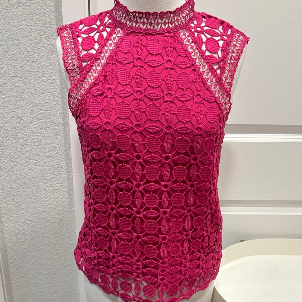 EUC Fuchsia Lace Sleeveless Blouse